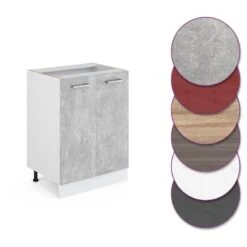 Meuble Bas R-Line 60cm Béton/blanc -Cuisine À La Maison 16276cd38f8e4266a362a4393a2d2edb