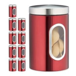 10x Bocaux En Métal Avec Fenêtre Noire -Cuisine À La Maison 36f9e417bccb43a8a9dc119ba7f870f5