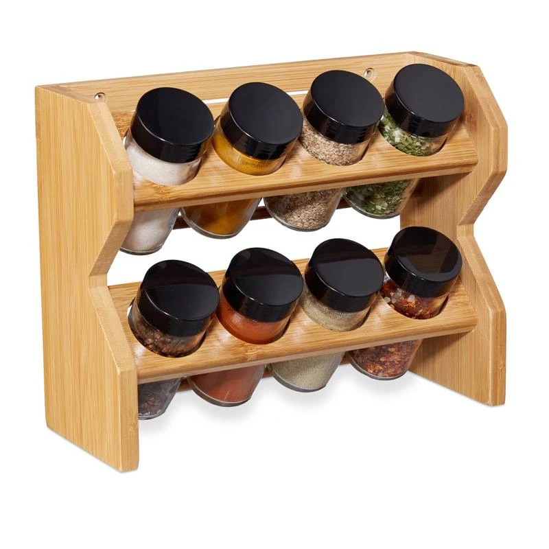 Étagère à épices Bambou 8 Pots 1 Étagère à épices Bambou 8 Pots