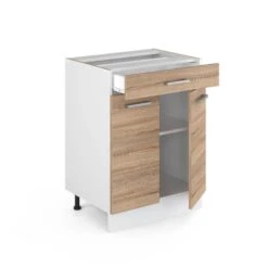 Meuble Bas R-Line 60cm Sonoma/blanc 7 Meuble Bas R-Line 60cm Sonoma/blanc -Cuisine À La Maison 452484c8f958477593314960f55dfb21
