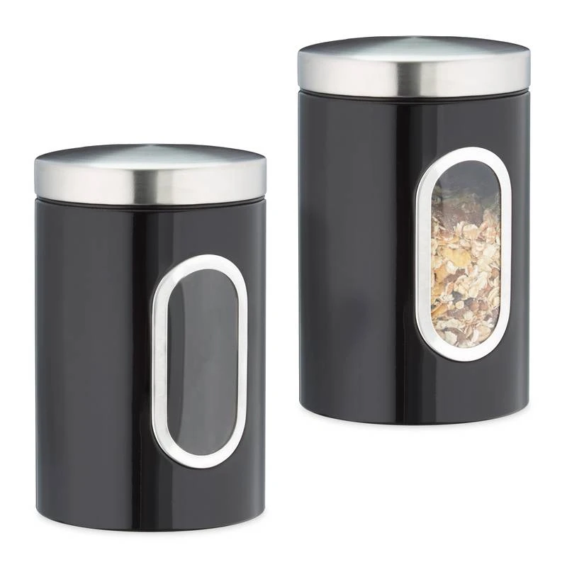 2x Bocaux En Métal Avec Fenêtre Noire 1 2x Bocaux En Métal Avec Fenêtre Noire