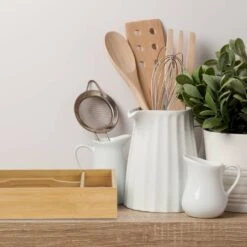 Bac à Couverts En Bambou Avec Poignée -Cuisine À La Maison 57801472b10e4181a946203b3c279e6e