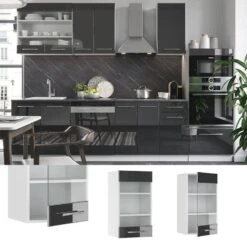 Meuble Haut Vitré Fame Blanc Brillant -Cuisine À La Maison 5783575e8eee40489579fae7abd35d56