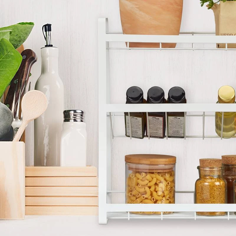 Rangement à épices Blanc Avec 3 étagères 4 Rangement à épices Blanc Avec 3 étagères – Image 4