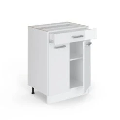 Meuble Bas R-Line 60cm Blanc Brillant -Cuisine À La Maison 6d37a9e5246943eabe94016a2b2e12e1