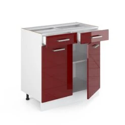 Meuble Bas R-Line 80cm Bordeaux /blanc -Cuisine À La Maison 7ddb914b2b6d4663894d58d2ba09c9a1