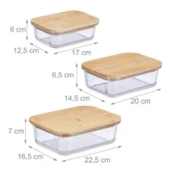 Boîte Alimentaire En Verre Set De 3 -Cuisine À La Maison 965bcc89d3ed4527884ff61b0541a237