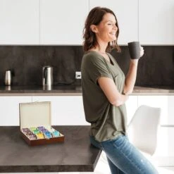 Boîte à Thé Bois 12 Compartiments 12 Boîte à Thé Bois 12 Compartiments -Cuisine À La Maison 9a35cb25f112485eb139fa4a3210ab4c