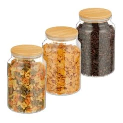 Lot De 3 Bocaux Ronds En Verre