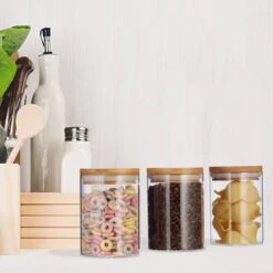 Jeu De 3 Pots De Stockage En Verre 600ml -Cuisine À La Maison a3e8abfbdb4e4edb9fc14432033f0275