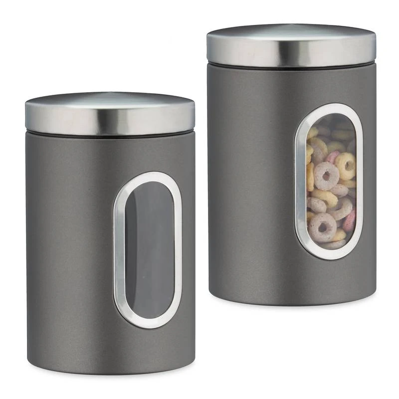 2x Bocaux En Métal Avec Fenêtre Noire 13 2x Bocaux En Métal Avec Fenêtre Noire – Image 13