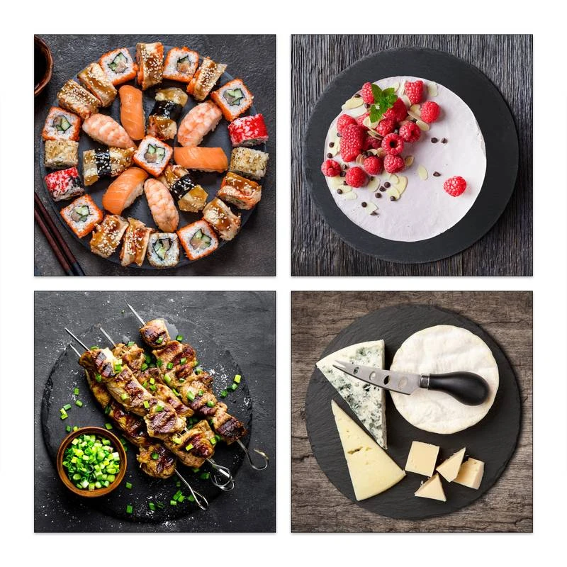 Plateau Ardoise Lot De 6 Rond 2 Plateau Ardoise Lot De 6 Rond – Image 2