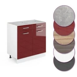 Meuble Bas R-Line 80cm Bordeaux /blanc -Cuisine À La Maison b366552640ed42d0ae28e7a07705b782