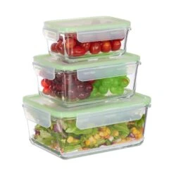 Lot De 3 Boîtes De Conservation En Verre -Cuisine À La Maison b4bfc567e2c7480c8b2b3f0e2f2a932c