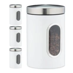 4x Bocaux En Métal Avec Fenêtre Noire -Cuisine À La Maison b8787b5345bd42918bdc03584ba87caf