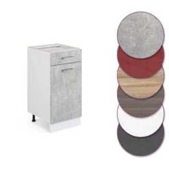 Meuble Bas R-Line 40cm Béton/blanc -Cuisine À La Maison be8263faf41e4070b331386f3133dc81