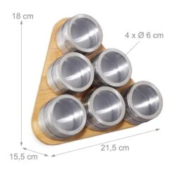 Étagère à épices Bambou 6 Pots Inox -Cuisine À La Maison d8366520099349218d6b4be72b1d0daa