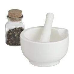 Mortier Avec Pilon En Porcelaine Blanche