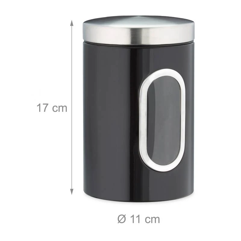 2x Bocaux En Métal Avec Fenêtre Noire 6 2x Bocaux En Métal Avec Fenêtre Noire – Image 6