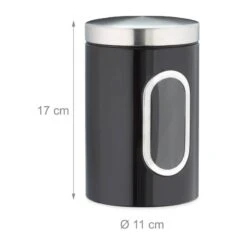 4x Bocaux En Métal Avec Fenêtre Noire -Cuisine À La Maison f50a39b52bba43ecbb138a60822a770b