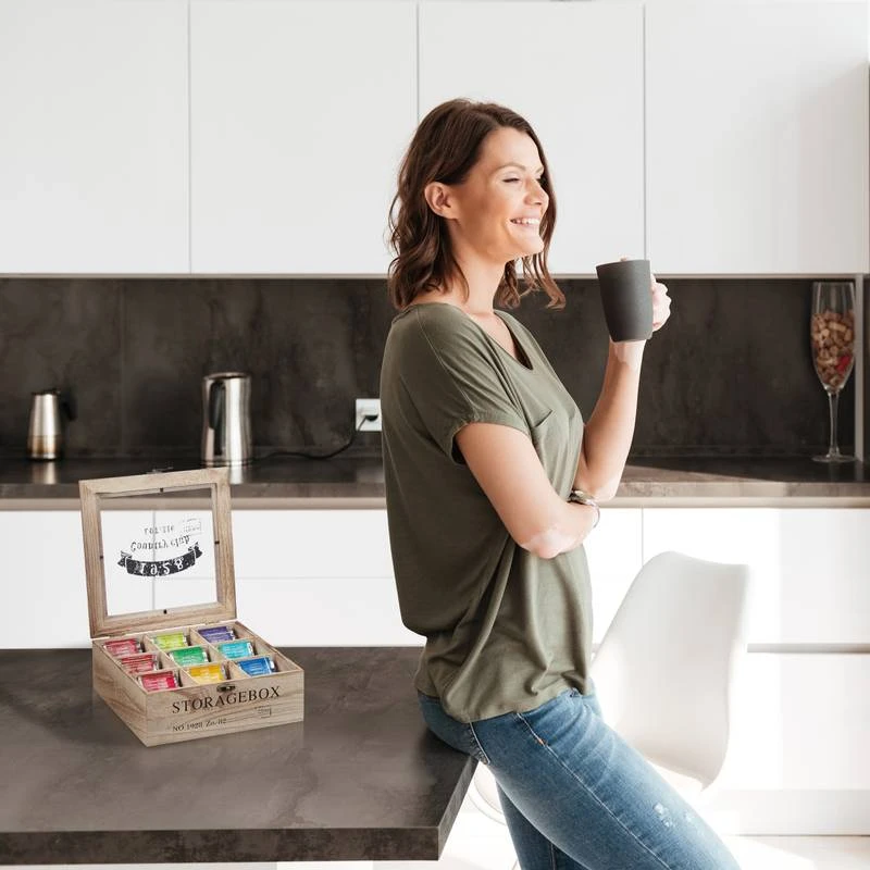 Boîte à Thé Bois 9 Compartiments 3 Boîte à Thé Bois 9 Compartiments – Image 3