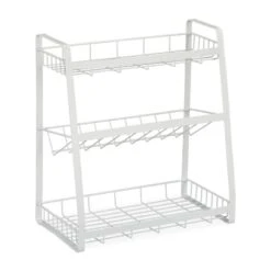 Rangement à épices Blanc Avec 3 étagères